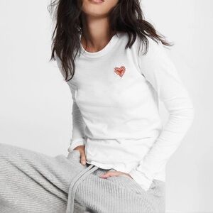 NWT Rag & Bone Embroidered Heart Long Sleeve Tee